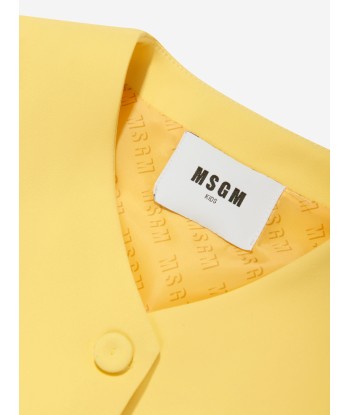 MSGM Girls Technical Fabric Gilet in Yellow store