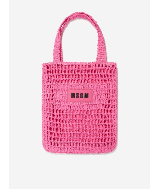 MSGM Girls Raffia Tote Bag in Pink acheter en ligne