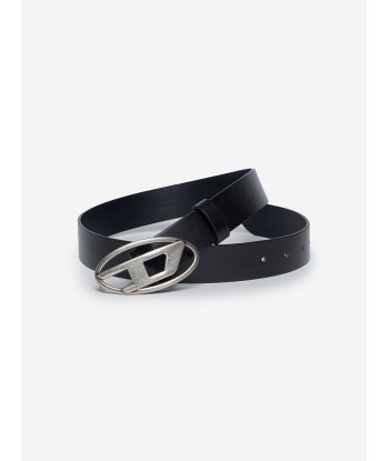 Diesel Kids Leather Oval D Belt in Black de France