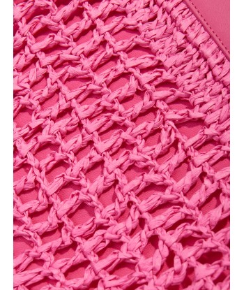 MSGM Girls Raffia Tote Bag in Pink acheter en ligne