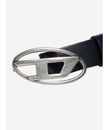 Diesel Kids Leather Oval D Belt in Black de France