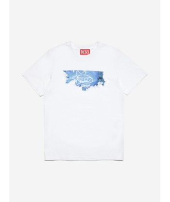 Diesel Boys Logo T-Shirt in White en ligne des produits 