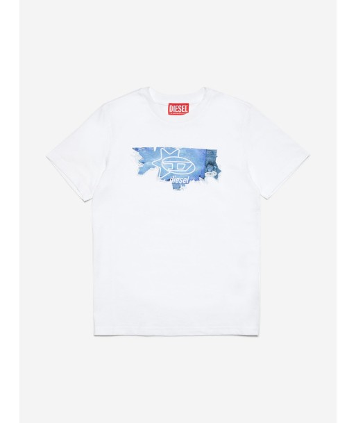 Diesel Boys Logo T-Shirt in White en ligne des produits 