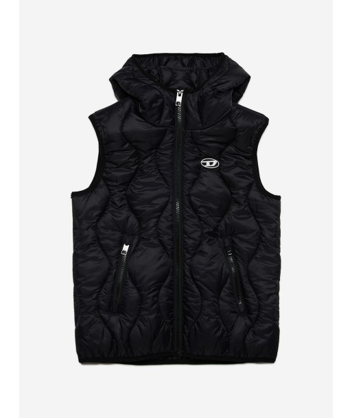 Diesel Kids Quilted Gilet in Black en stock