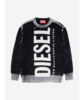 Diesel Boys Shaved Knit Pullover in Black basket pas cher