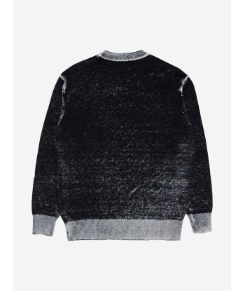 Diesel Boys Shaved Knit Pullover in Black basket pas cher