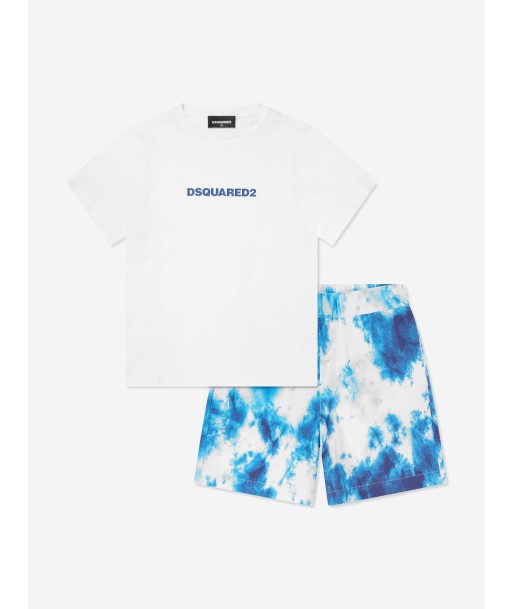 Dsquared2 Boys Tie-Dye Short Set in White Paris Déstockage Promo