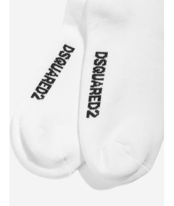 Dsquared2 Kids Icon Logo Socks in White pas cher