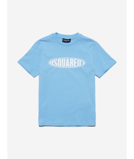 Dsquared2 Kids Rounded Logo T-Shirt in Blue Pour