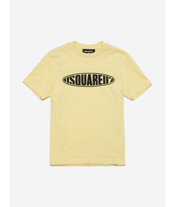 Dsquared2 Kids Rounded Logo T-Shirt in Yellow Venez découvrir notre 