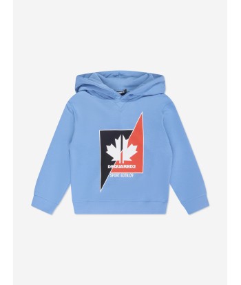 Dsquared2 Boys Maple Leaf Logo Hoodie in Blue livraison gratuite