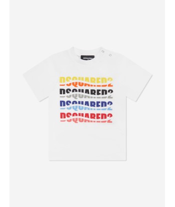 Dsquared2 Baby Multi Logo T-Shirt in White pas cher