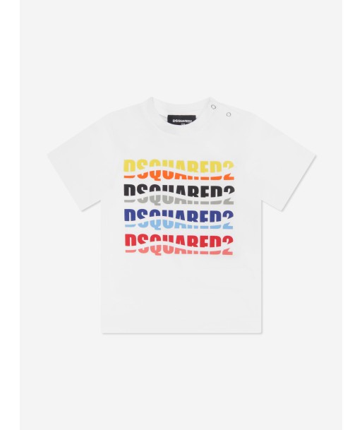 Dsquared2 Baby Multi Logo T-Shirt in White pas cher