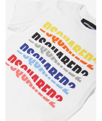 Dsquared2 Baby Multi Logo T-Shirt in White pas cher