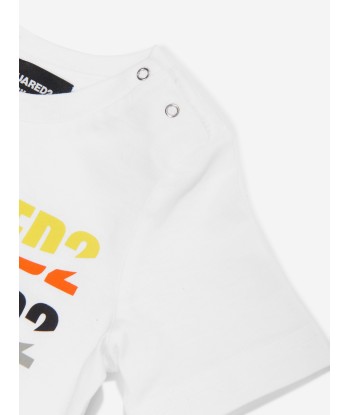 Dsquared2 Baby Multi Logo T-Shirt in White pas cher