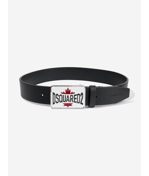 Dsquared2 Kids Leather Logo Belt in Black ouvre sa boutique