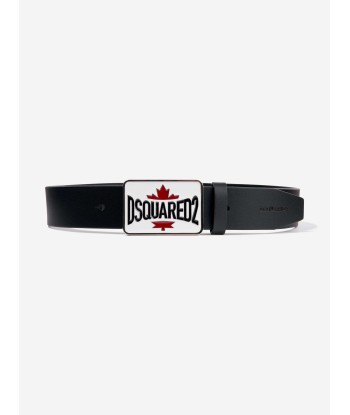 Dsquared2 Kids Leather Logo Belt in Black ouvre sa boutique