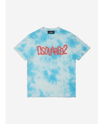 Dsquared2 Kids Tie-Dye Logo T-Shirt in Blue les ligaments