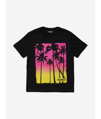 Dsquared2 Kids Palm Tree T-Shirt in Black solde