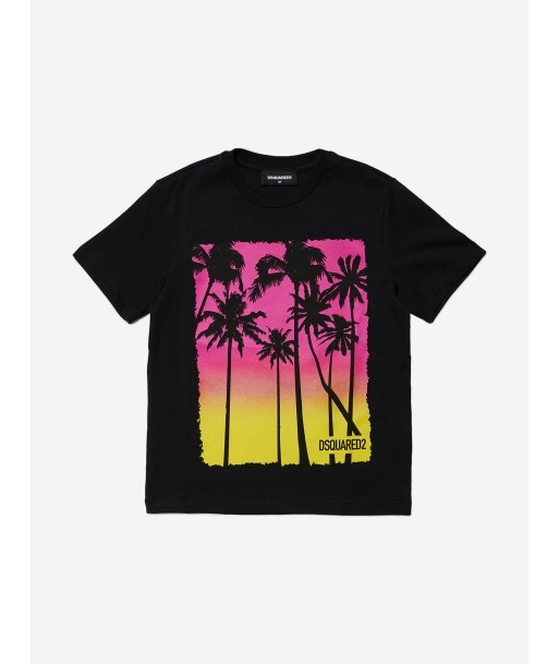 Dsquared2 Kids Palm Tree T-Shirt in Black solde