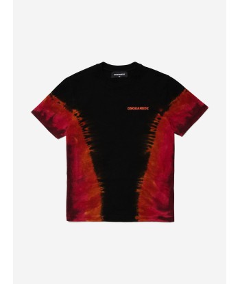 Dsquared2 Boys Tie-Dye Logo T-Shirt in Black rembourrage situé sous