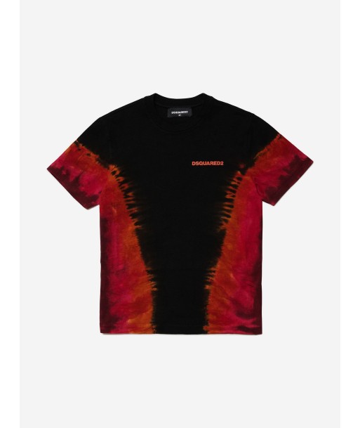 Dsquared2 Boys Tie-Dye Logo T-Shirt in Black rembourrage situé sous