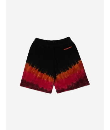 Dsquared2 Boys Tie-Dye Logo Shorts in Black en stock