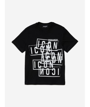 Dsquared2 Kids Multi Icon Logo T-Shirt in Black france