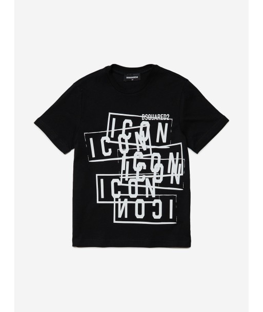 Dsquared2 Kids Multi Icon Logo T-Shirt in Black france