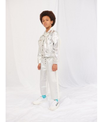 MM6 Maison Margiela Kids Metallic Effect Jeans in Silver chez Cornerstreet bien 