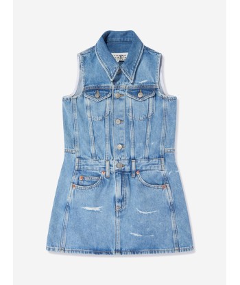 MM6 Maison Margiela Girls Sleeveless Denim Dress in Blue français