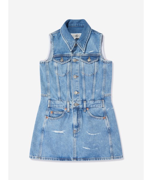 MM6 Maison Margiela Girls Sleeveless Denim Dress in Blue français