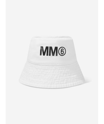 MM6 Maison Margiela Kids Logo Bucket Hat in White meilleur choix