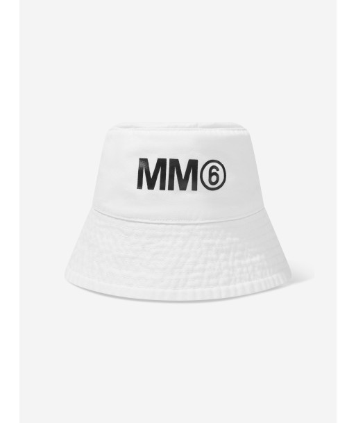 MM6 Maison Margiela Kids Logo Bucket Hat in White meilleur choix