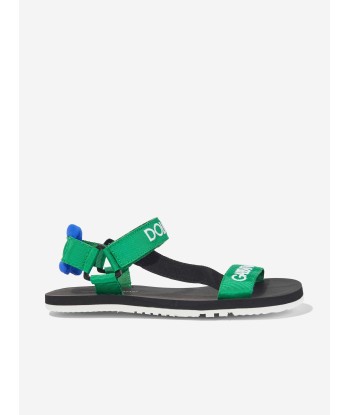 Dolce & Gabbana Boys Logo Strap Sandals in Green online