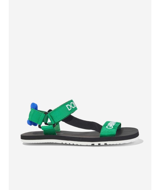 Dolce & Gabbana Boys Logo Strap Sandals in Green online