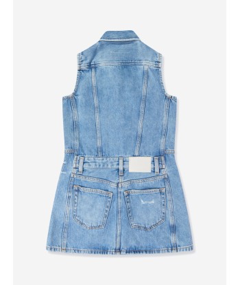 MM6 Maison Margiela Girls Sleeveless Denim Dress in Blue français