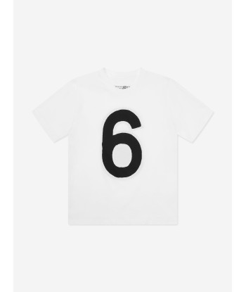 MM6 Maison Margiela Kids 6 Logo T-Shirt in White de votre