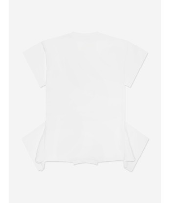 MM6 Maison Margiela Girls Asymmetric T-Shirt Dress in White pas chere