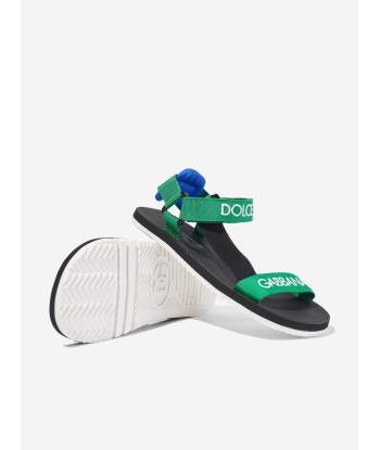 Dolce & Gabbana Boys Logo Strap Sandals in Green online