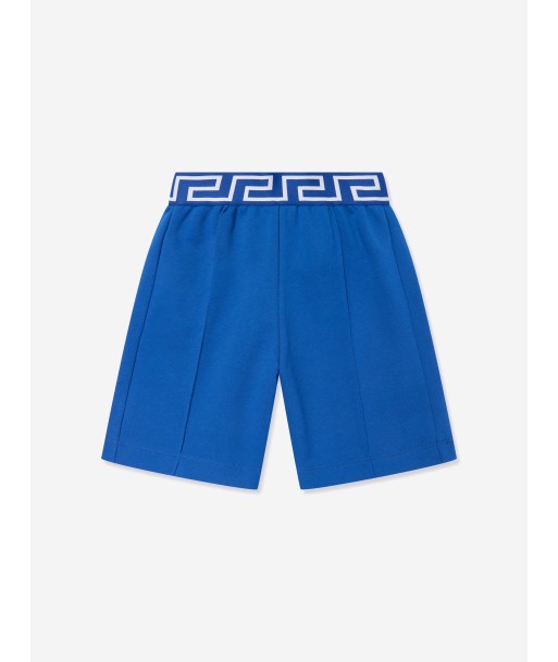 Versace Boys Embroidered Logo Shorts in Blue Paris Déstockage Promo