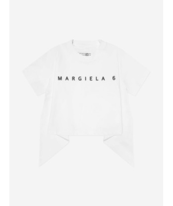 MM6 Maison Margiela Kids Asymmetric Logo T-Shirt in White la chaussure