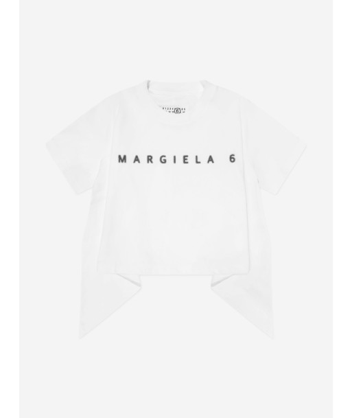 MM6 Maison Margiela Kids Asymmetric Logo T-Shirt in White la chaussure