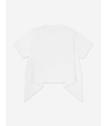 MM6 Maison Margiela Kids Asymmetric Logo T-Shirt in White la chaussure