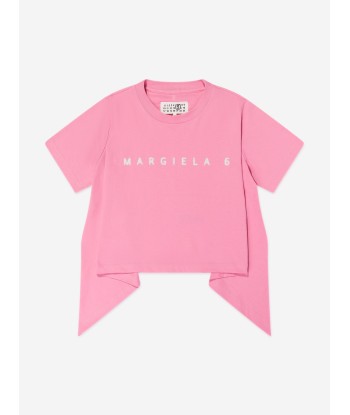 MM6 Maison Margiela Kids Asymmetric Logo T-Shirt in Pink à prix réduit toute l'année