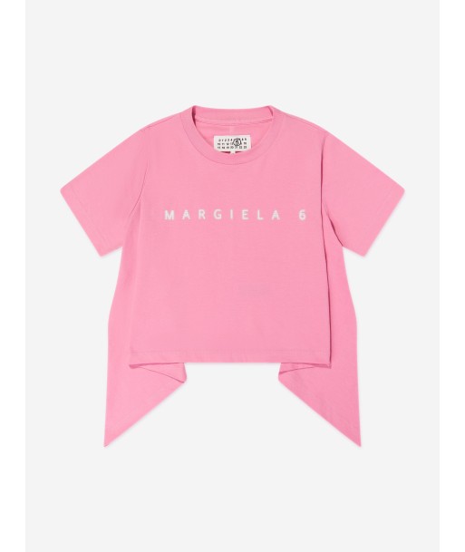 MM6 Maison Margiela Kids Asymmetric Logo T-Shirt in Pink à prix réduit toute l'année