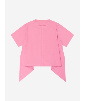 MM6 Maison Margiela Kids Asymmetric Logo T-Shirt in Pink à prix réduit toute l'année