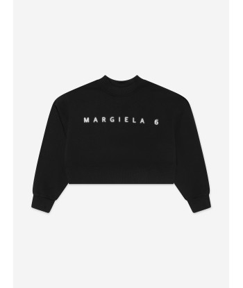 MM6 Maison Margiela Kids Cropped Logo Sweatshirt in Black À commander