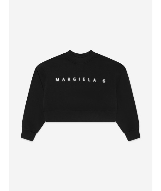 MM6 Maison Margiela Kids Cropped Logo Sweatshirt in Black À commander