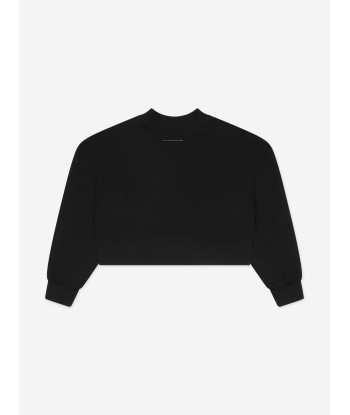 MM6 Maison Margiela Kids Cropped Logo Sweatshirt in Black À commander